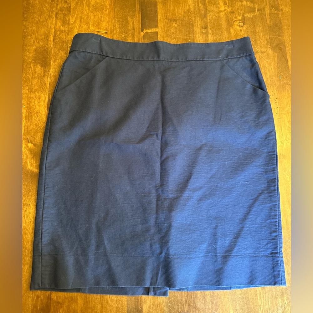 J Crew Pencil Skirt 14 Navy Blue Career Office‎ Preppy Pockets Corp 💙